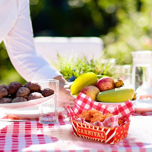100 Pcs Carnival Food Trays with Waxed Paper for Parties