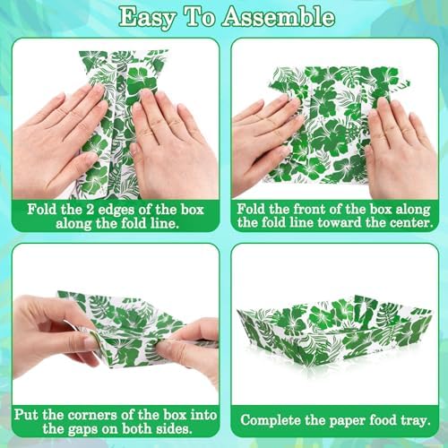 50pcs Hibiscus Luau Party Food Trays - Aloha Themed Disposable Serving Supplies