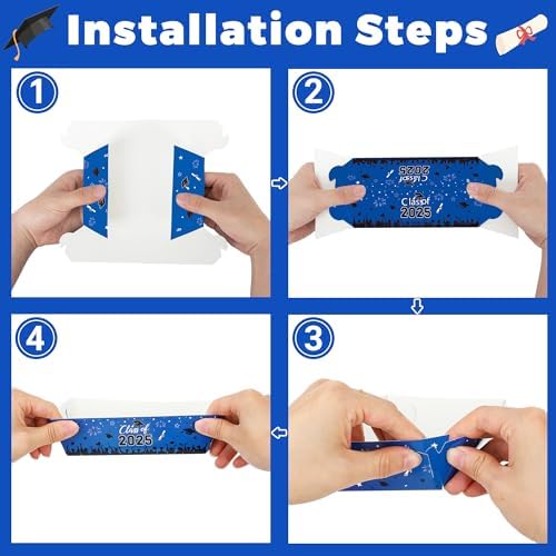 50 PCS Class of 2025 Blue Black Graduation Decor Plates