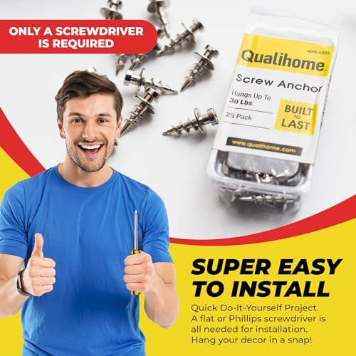 Double-Headed Wall Anchors - 30 Lbs Load Capacity - 25 Pack for Drywall