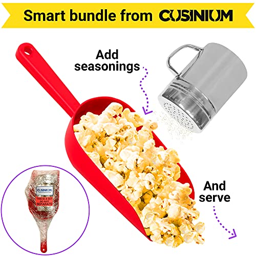 CUSINIUM Red Popcorn Scoop and Salt Shaker Bundle