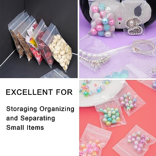 500 Pcs Small Clear Plastic Zip Bags with 5 Sizes and Sticker Tags