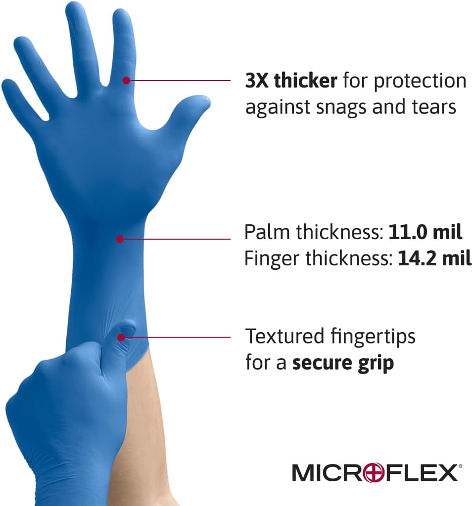 Ansell Microflex SafeGrip SG-375 Extra Thick Latex Gloves
