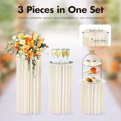 Foldable White Cylinder Stand for Party 2 3 5 Pcs