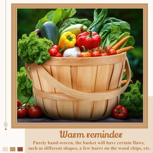 Marsui 16 Pcs Large Wooden Apple Basket 11x65 Wicker Fruit Bushel Baskets with Handle