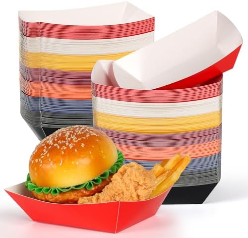 2lb Paper Food Trays 105pcs Multicolor Serving Trays for Fries and Snacks