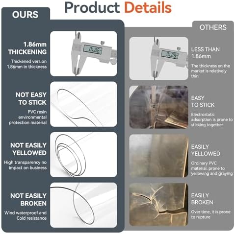 AUURIO 6PCS Clear PVC Door Curtain for Freezers