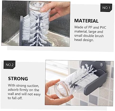 1pc Detachable Glass Cup Brush with Rotating Bristles for Easy Cleaning and Wall Mount Storage