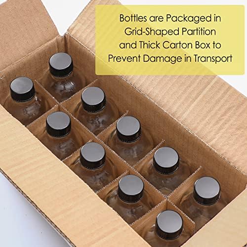 10 Pack 4 oz Clear Glass Bottles with Lids and 3 Funnels - Leakproof Travel and Sample Bottles for Liquids
