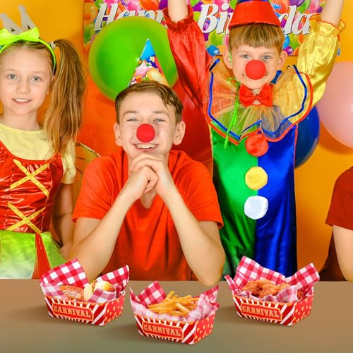 100 Pcs Carnival Food Trays with Waxed Paper for Parties