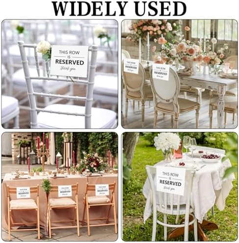 6Pcs White Reserved Seating Chair Signs for Wedding Ceremony