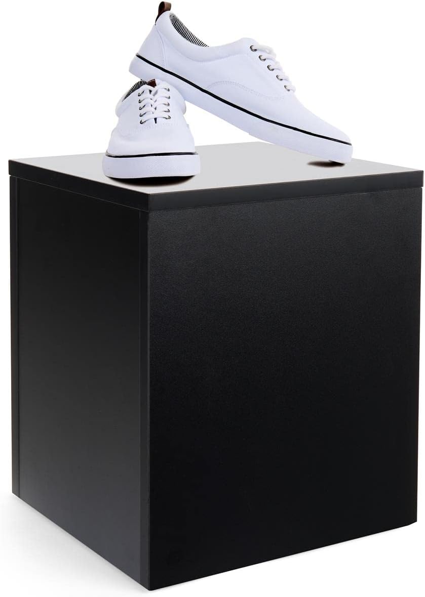 Displays2go Black Retail Display Pedestal with Collapsible Design