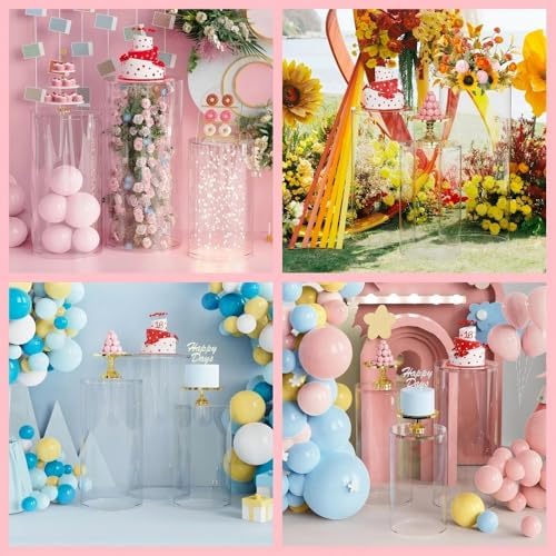 Clear Cylinder Display Stands 3Pcs for Party Decor