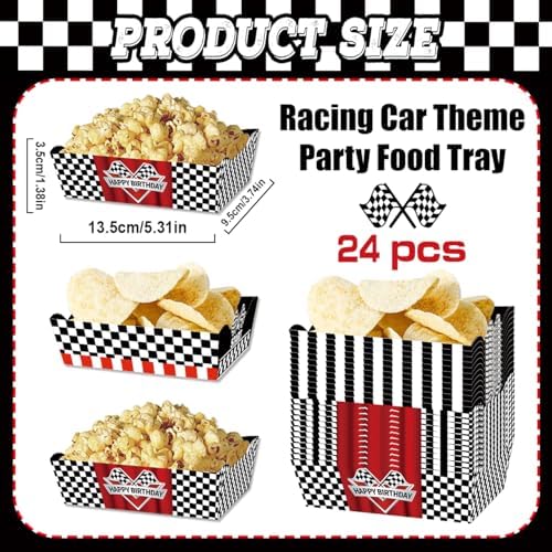 24 Pcs Racing Car Theme Food Trays for Kids Birthday Party