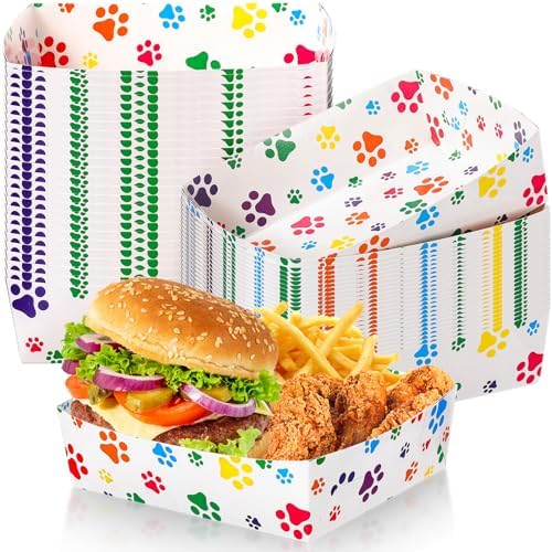 Mifoci 48 Pcs Dog Paw Party Food Trays 5 lb Large