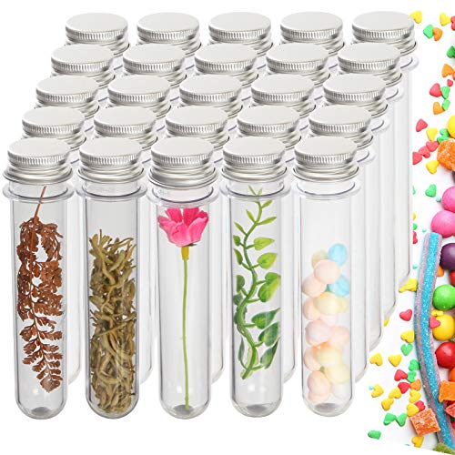 60 Pack Plastic Test Tubes with Caps for Bath Salt Candy Storage Lab Use