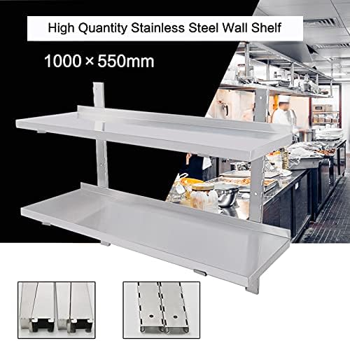 DULNICE Stainless Steel Shelf 394 x 126 Commercial Floating Wall Shelf with Brackets 154lbs Capacity