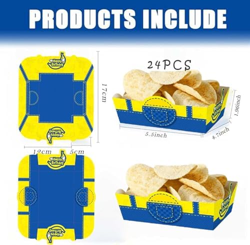 24Pcs Yellow Cartoon Food Serving Tray Birthday Party Decor