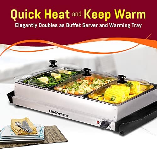 Elite Gourmet EWM-6171 Triple 25 Qt Trays Food Warmer