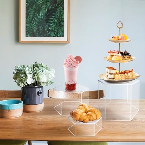 6 Pcs Acrylic Display Riser Set with Clear Base