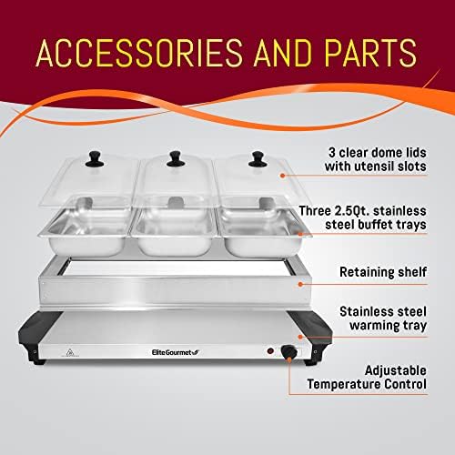 Elite Gourmet EWM-6171 Triple 25 Qt Trays Food Warmer