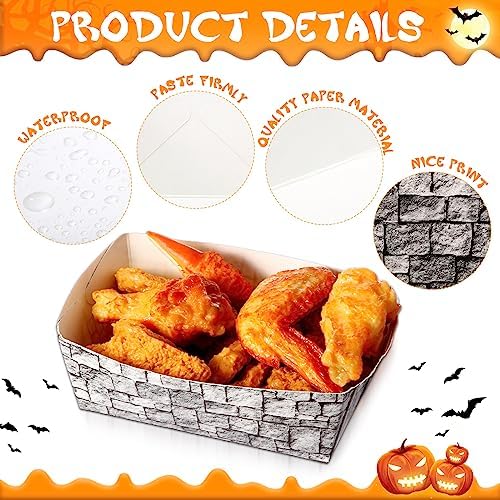Blulu 50 Pcs Disposable Paper Food Trays Medieval Castle Themed Boat Serving Tray for Halloween and Birthday Parties