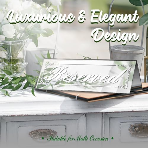 12 Pcs 6x2 Inch Silver Mirrored Table Signs