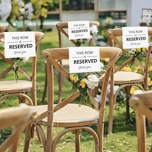 6Pcs White Reserved Seating Chair Signs for Wedding Ceremony