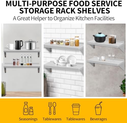 RAILEN Stainless Steel Floating Shelving 2PACKS