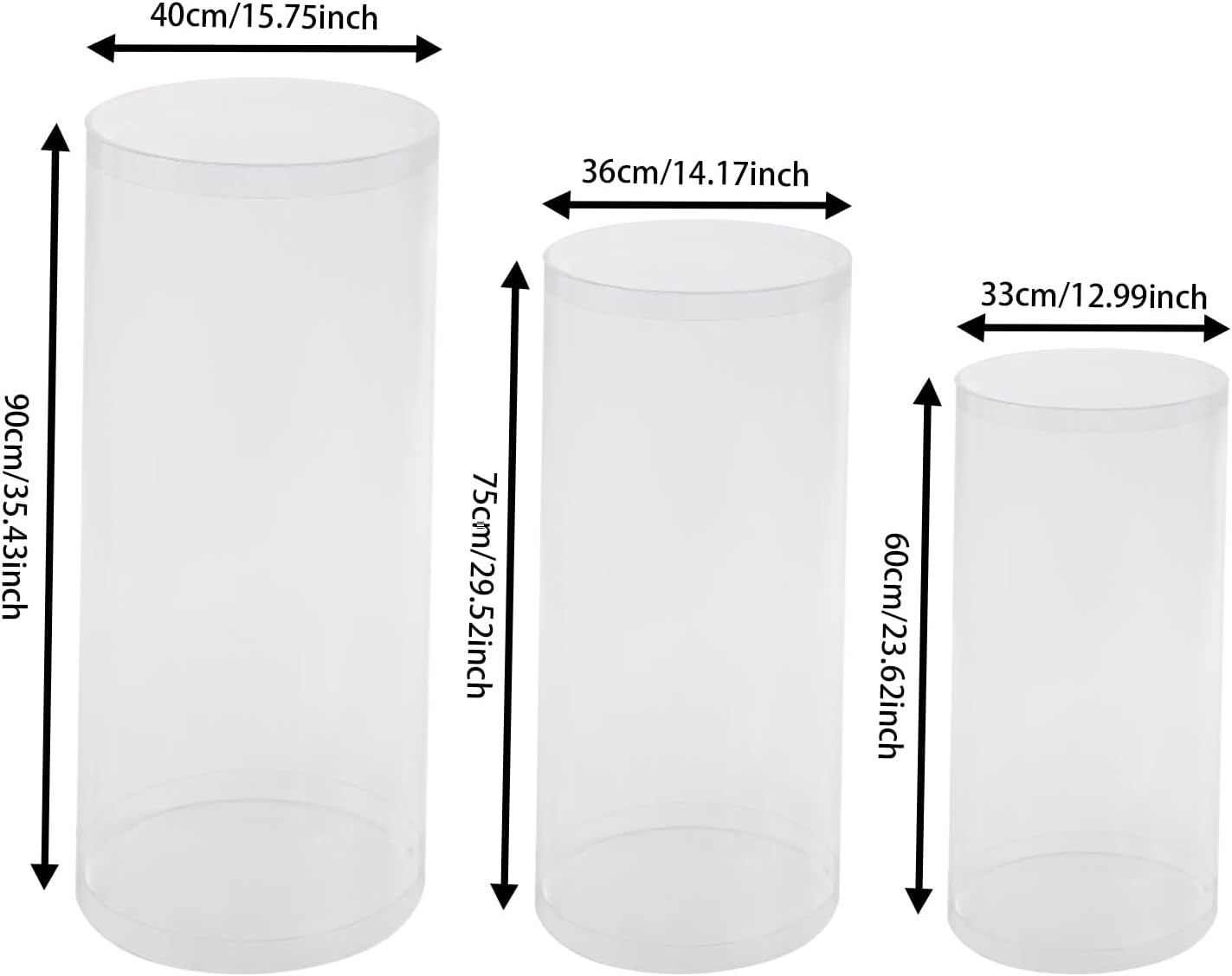 3PCS Clear Cylinder Display Stands for Parties