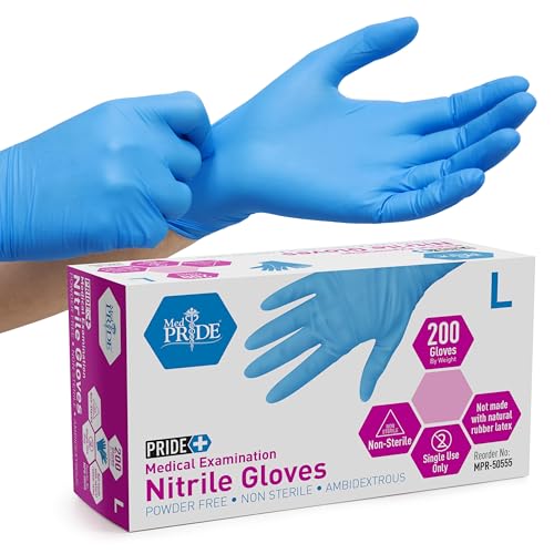 Medpride Medical Nitrile Gloves Large Blue 200 Count