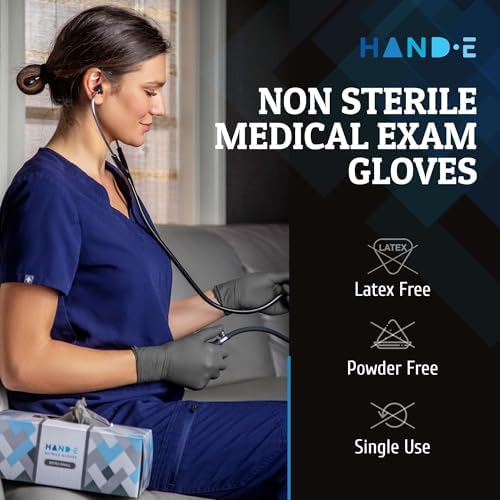 Hand-E Touch Disposable Grey Nitrile Gloves 100 Count