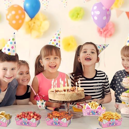 24Pcs Cartoon Paper Food Serving Trays for Birthday Decorations