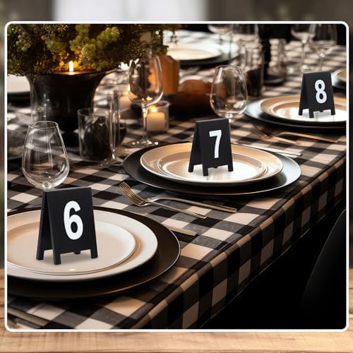 25 Pcs Black Double-Sided Wooden Table Numbers Holders