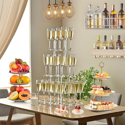 Laumffon Champagne Tower Display Stand 32 Slots 3 Tier