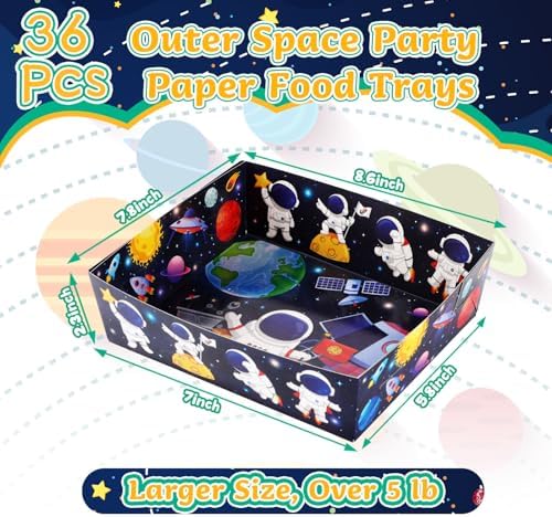 36 Pack Space Themed Food Trays for Kids and Parties
