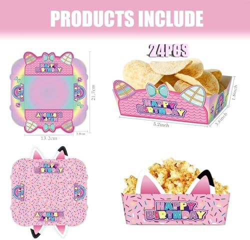 24Pcs Cartoon Paper Food Serving Trays for Birthday Decorations