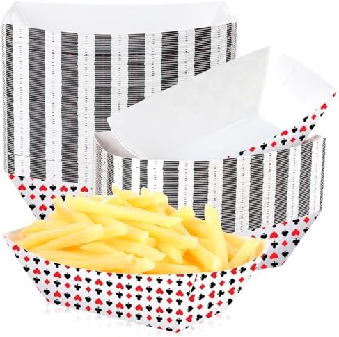 100pcs Casino Theme Paper Food Trays for Parties