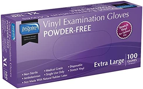 Inspire Exam Grade Vinyl Gloves Extra Large 100 Count