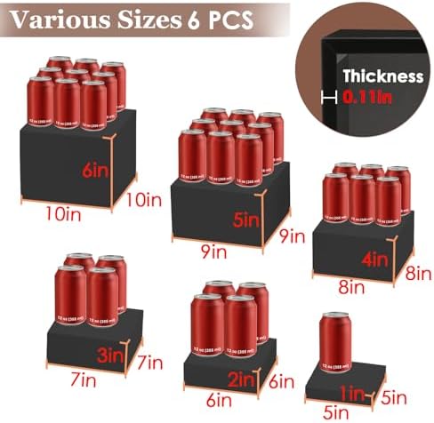 6 Pcs Buffet Risers with Hollow Bottoms Black Set