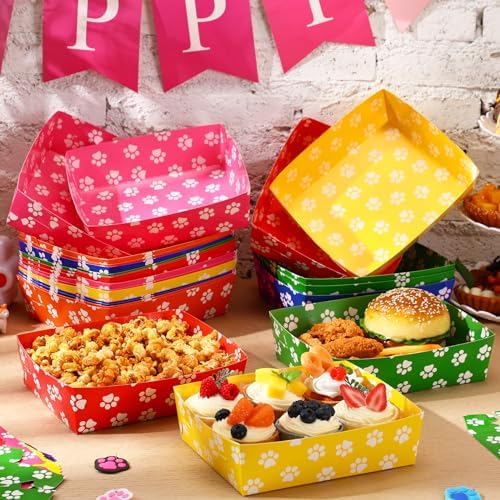 Mifoci 48 Pcs Dog Paw Party Food Trays