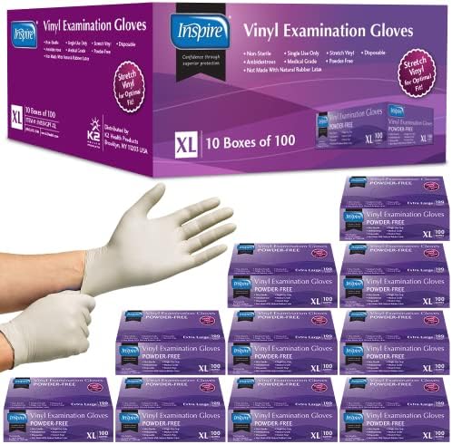 Inspire Stretch Vinyl Exam Gloves 1000 Count