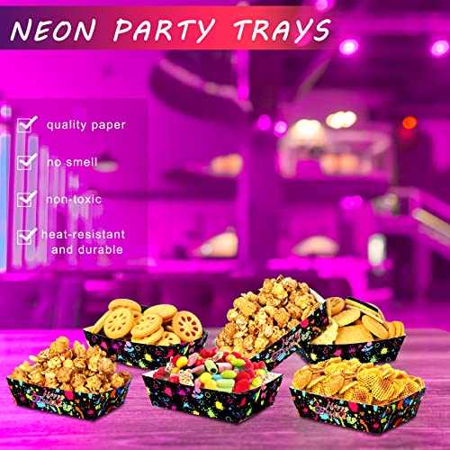 48 Pcs Neon Paper Food Trays for Glow Parties