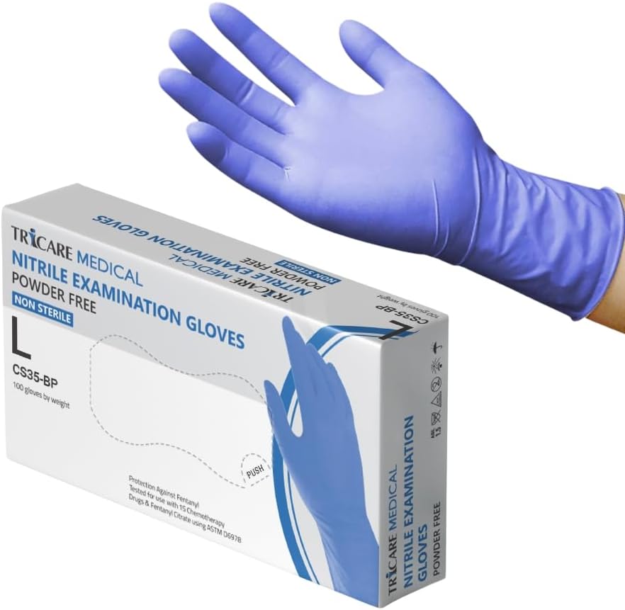 TRICARE MEDICAL Nitrile Exam Gloves 43 Mil Deep Blue