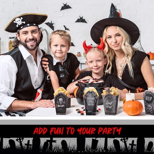Weekgrat 90 Pcs Halloween Popcorn Boxes with Tombstone Designs