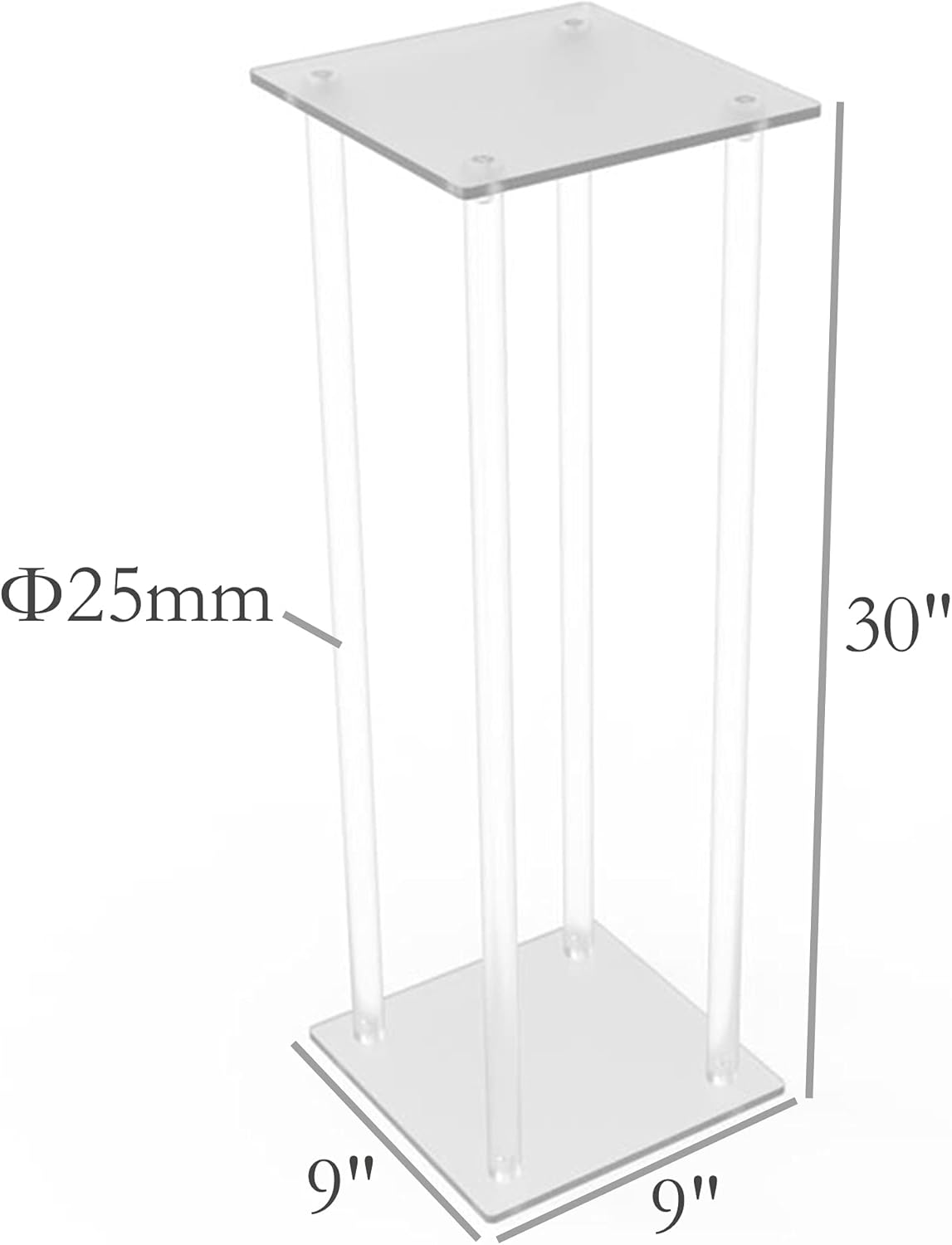 9L x 9W x 30 Clear Acrylic Display Riser Stand