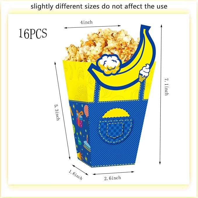 Cartoon Yellow Popcorn Boxes 16pcs for Birthday Parties