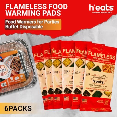 Flameless Food Warming Pads 6 Pack - Safe Efficient Catering Solution