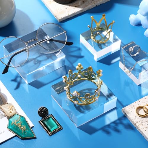 Vicenpal 8 Pcs Acrylic Cube Jewelry Display Stand Set