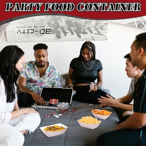 100pcs Casino Theme Paper Food Trays for Parties